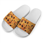 Chocolate Chip Cookie Print White Slide Sandals