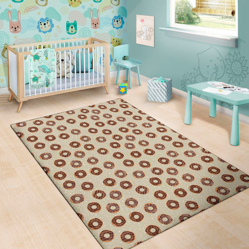 Chocolate Donuts Pattern Print Area Rug