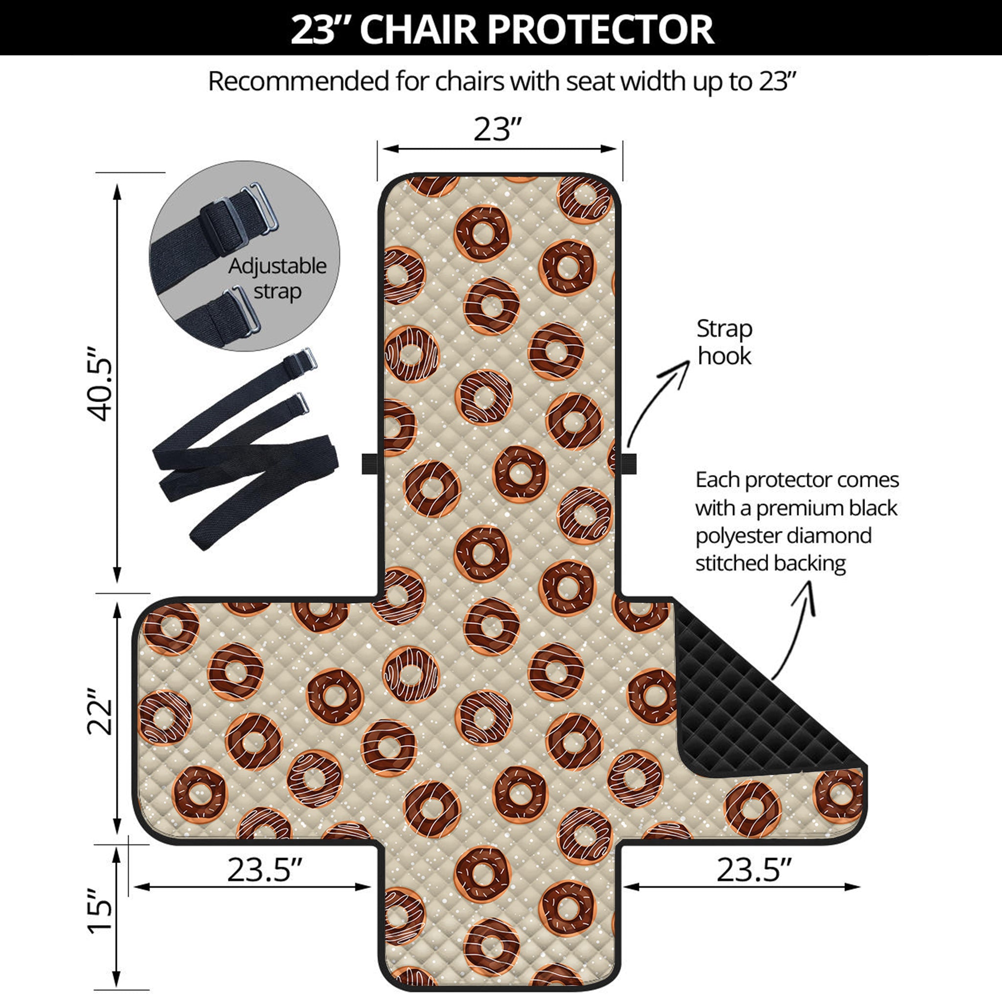 Chocolate Donuts Pattern Print Armchair Protector