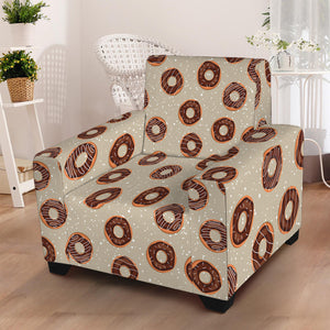 Chocolate Donuts Pattern Print Armchair Slipcover