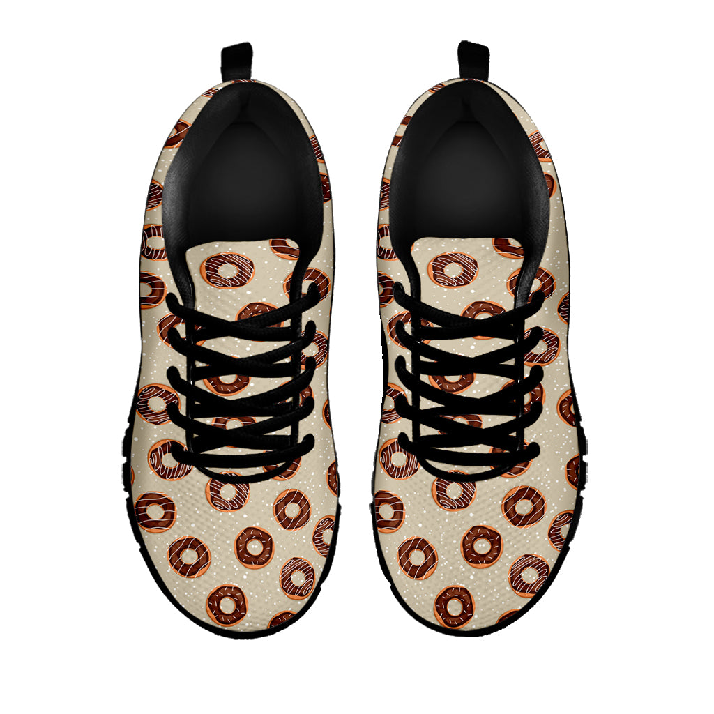 Chocolate Donuts Pattern Print Black Sneakers