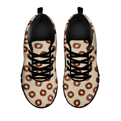 Chocolate Donuts Pattern Print Black Sneakers