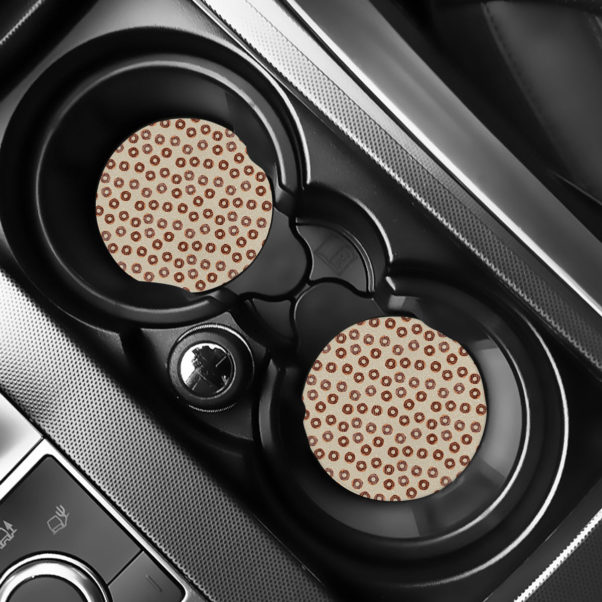 Chocolate Donuts Pattern Print Car Coasters