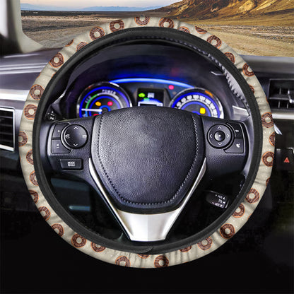 Chocolate Donuts Pattern Print Car Steering Wheel Cover
