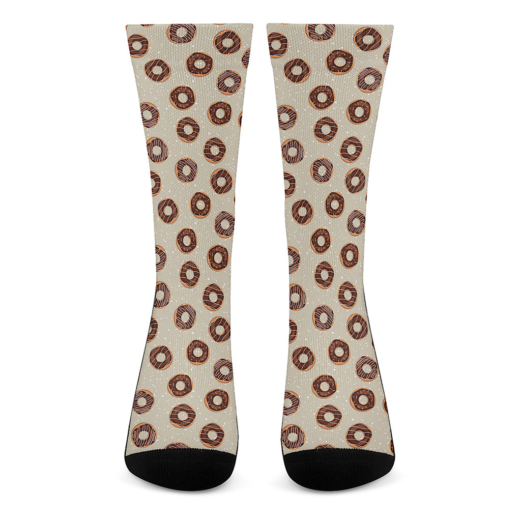 Chocolate Donuts Pattern Print Crew Socks