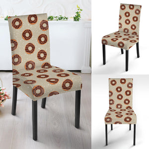 Chocolate Donuts Pattern Print Dining Chair Slipcover