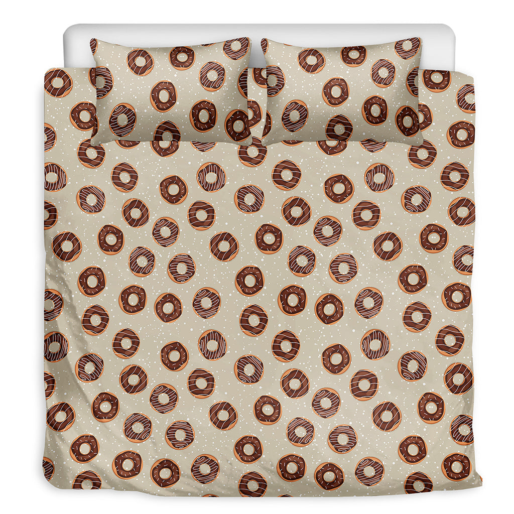 Chocolate Donuts Pattern Print Duvet Cover Bedding Set