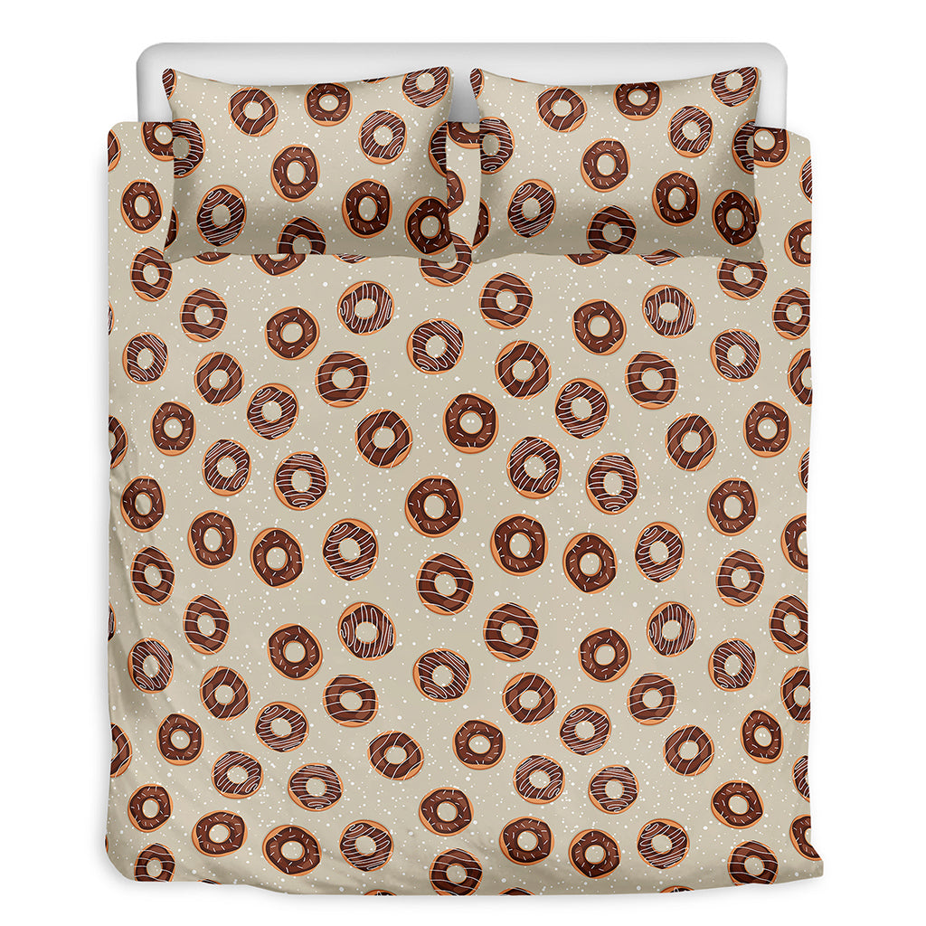 Chocolate Donuts Pattern Print Duvet Cover Bedding Set