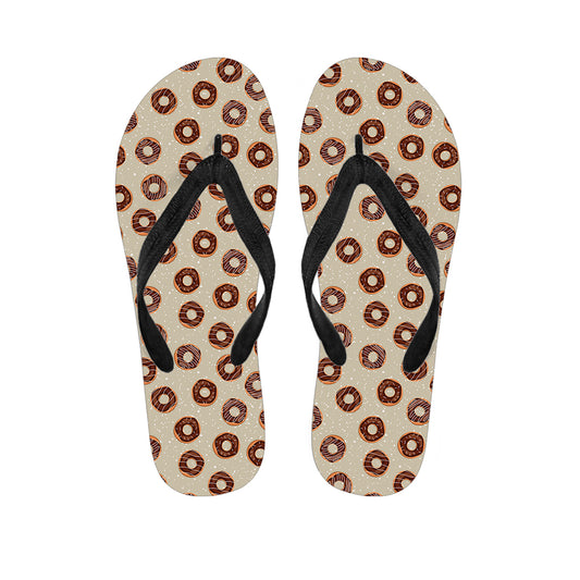 Chocolate Donuts Pattern Print Flip Flops