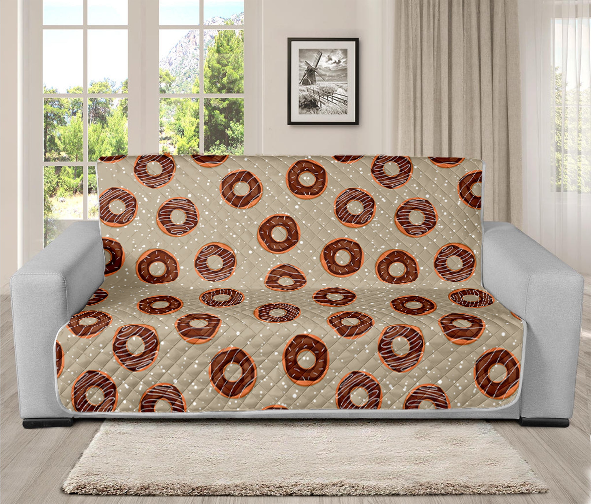 Chocolate Donuts Pattern Print Futon Protector