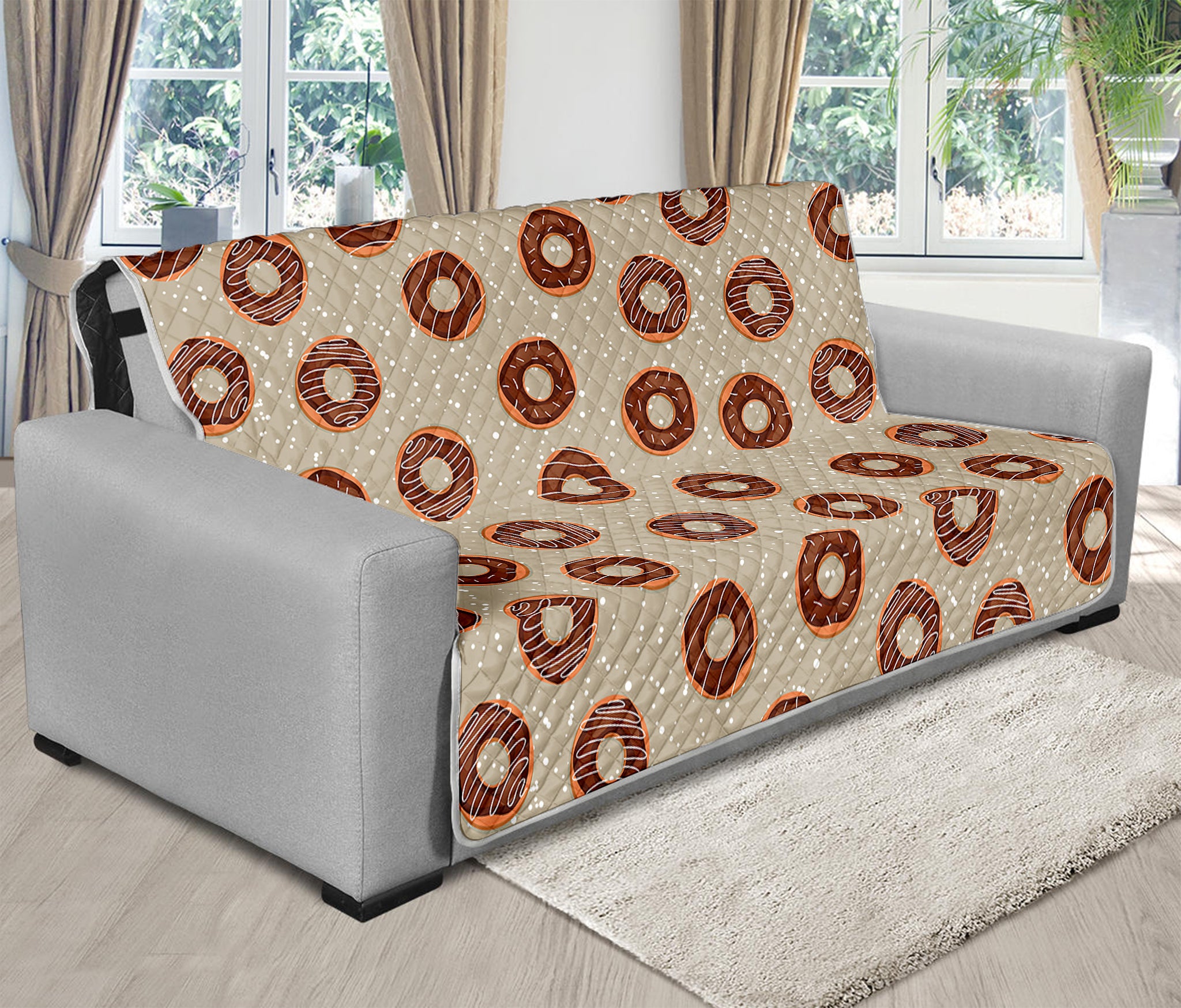 Chocolate Donuts Pattern Print Futon Protector