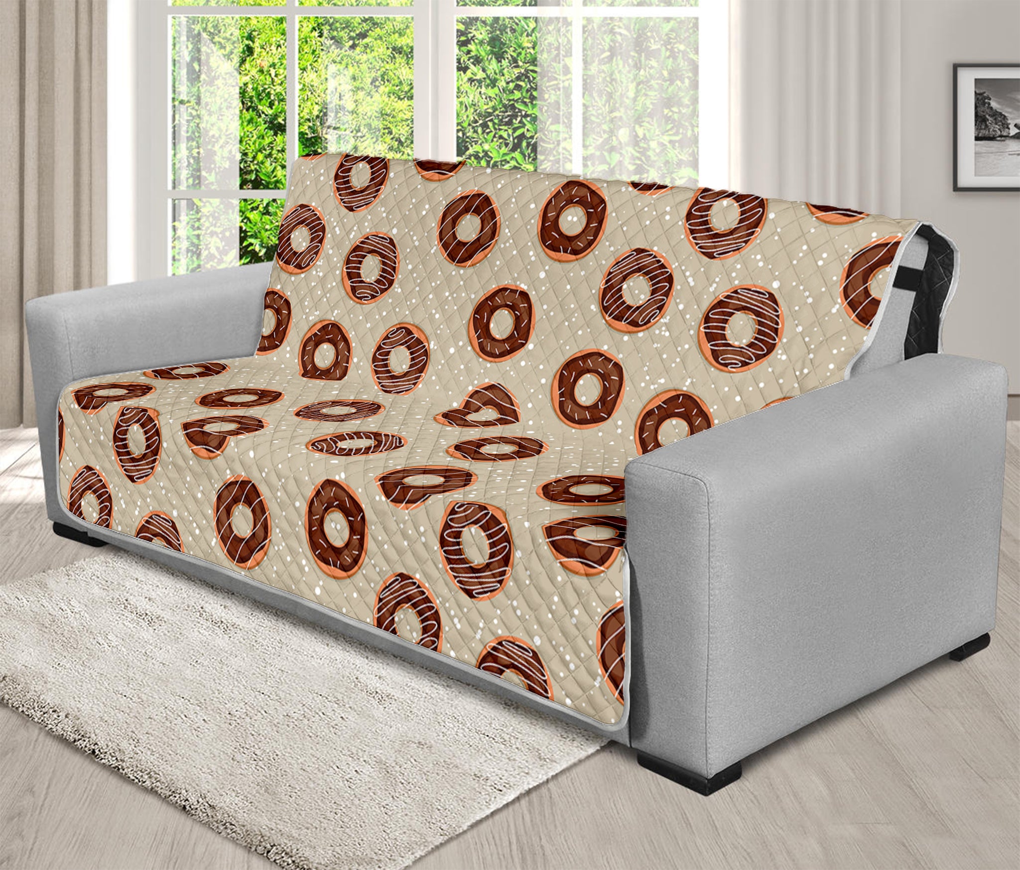 Chocolate Donuts Pattern Print Futon Protector