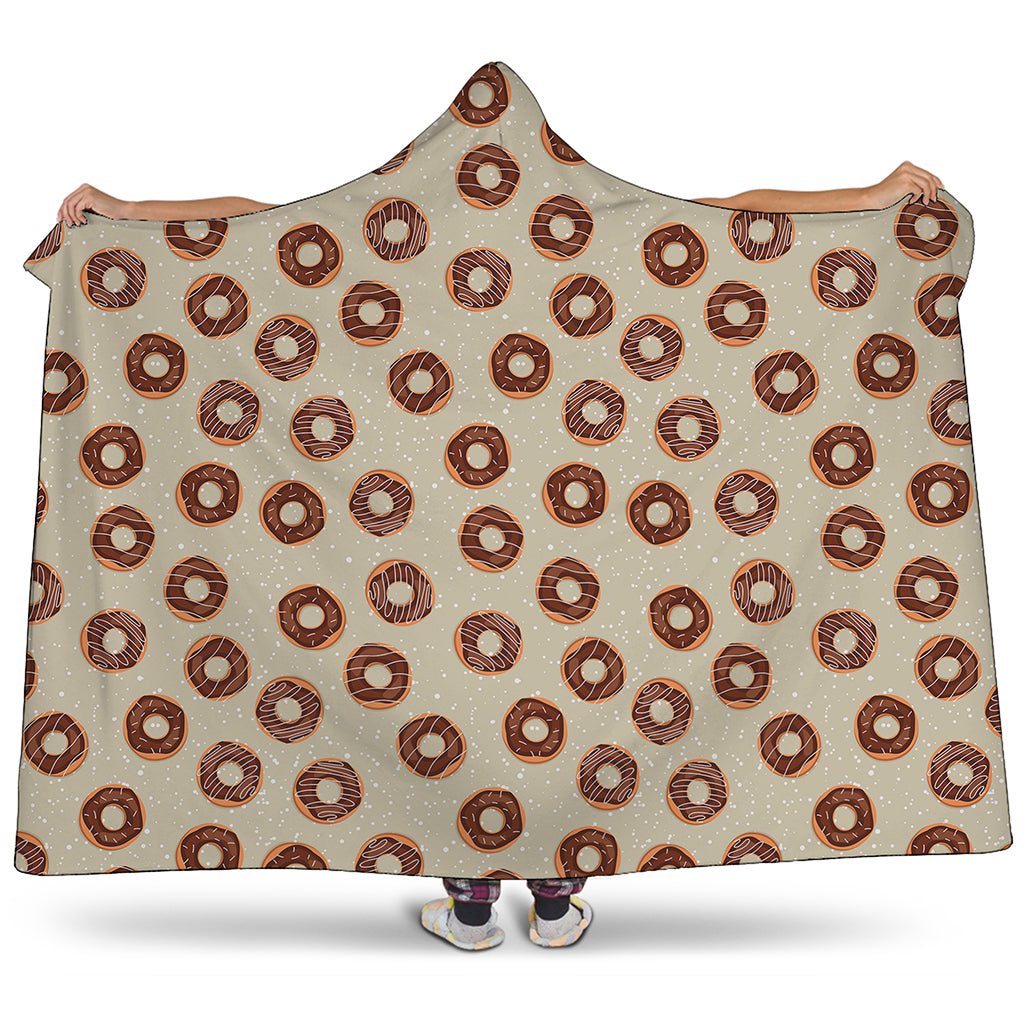 Chocolate Donuts Pattern Print Hooded Blanket