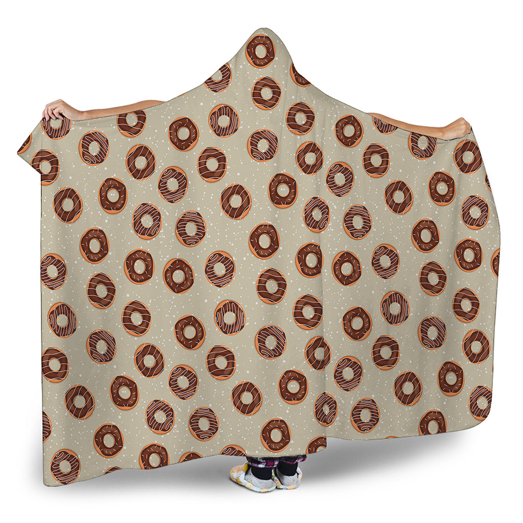 Chocolate Donuts Pattern Print Hooded Blanket