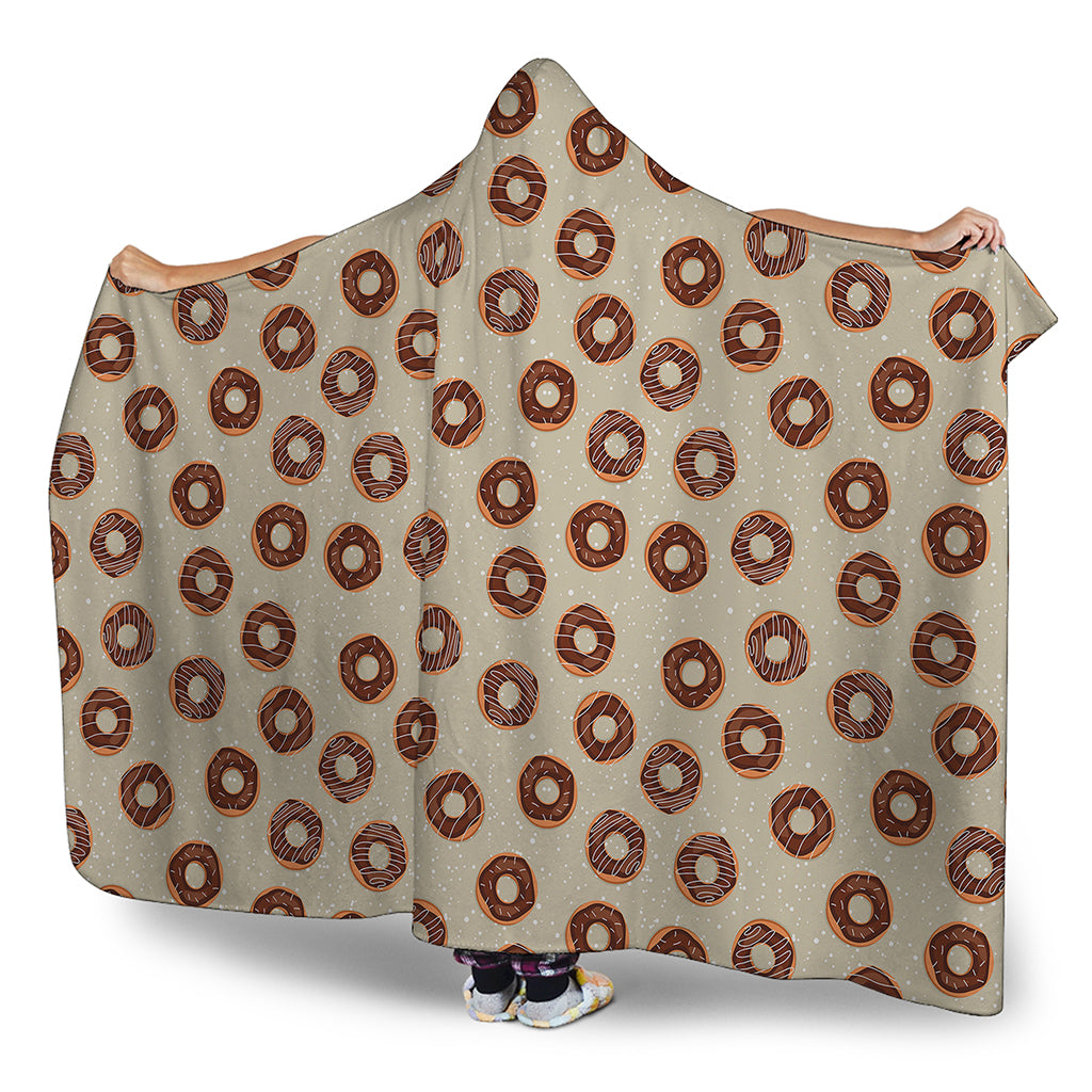 Chocolate Donuts Pattern Print Hooded Blanket