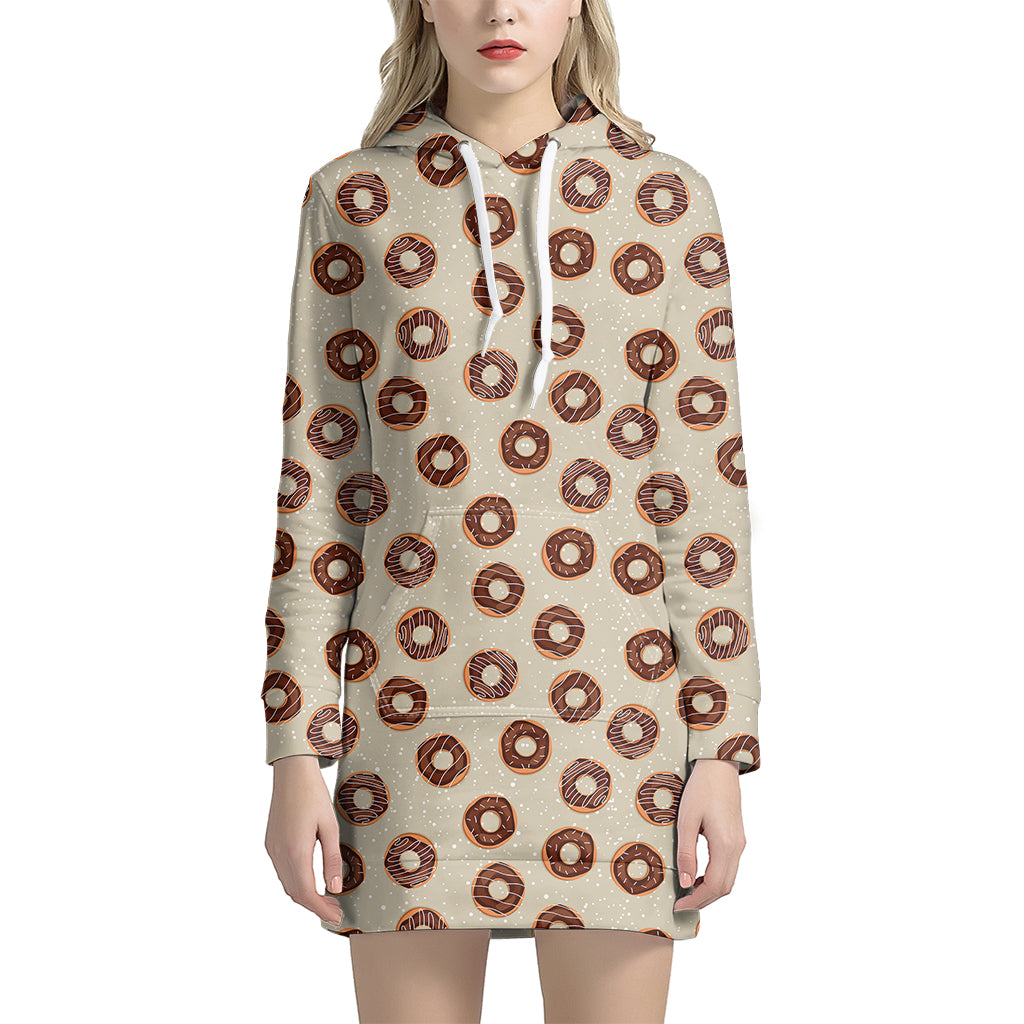Chocolate Donuts Pattern Print Hoodie Dress