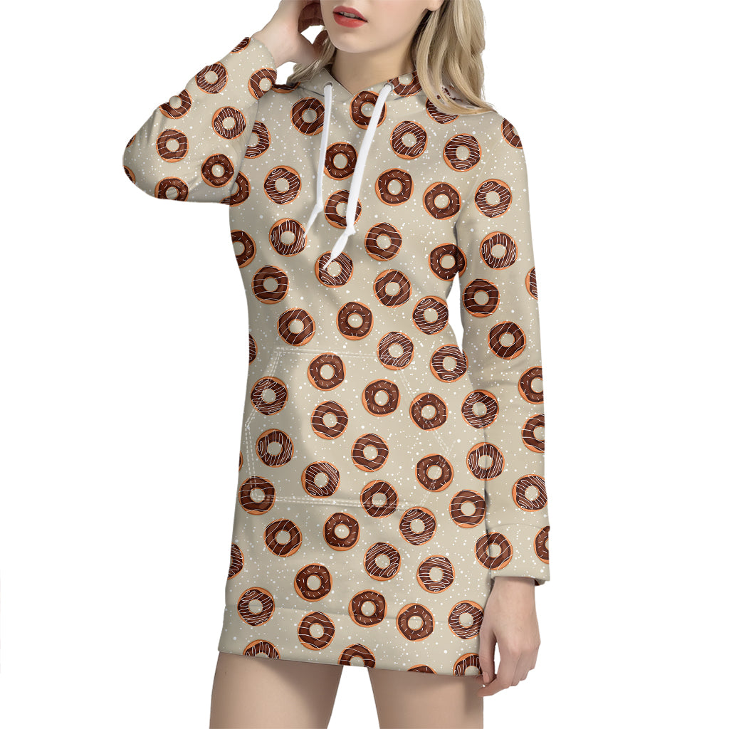 Chocolate Donuts Pattern Print Hoodie Dress