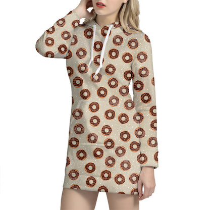 Chocolate Donuts Pattern Print Hoodie Dress