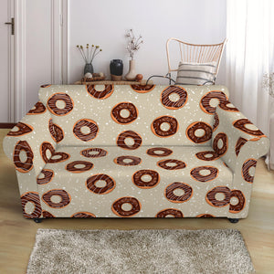 Chocolate Donuts Pattern Print Loveseat Slipcover