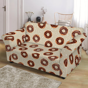 Chocolate Donuts Pattern Print Loveseat Slipcover