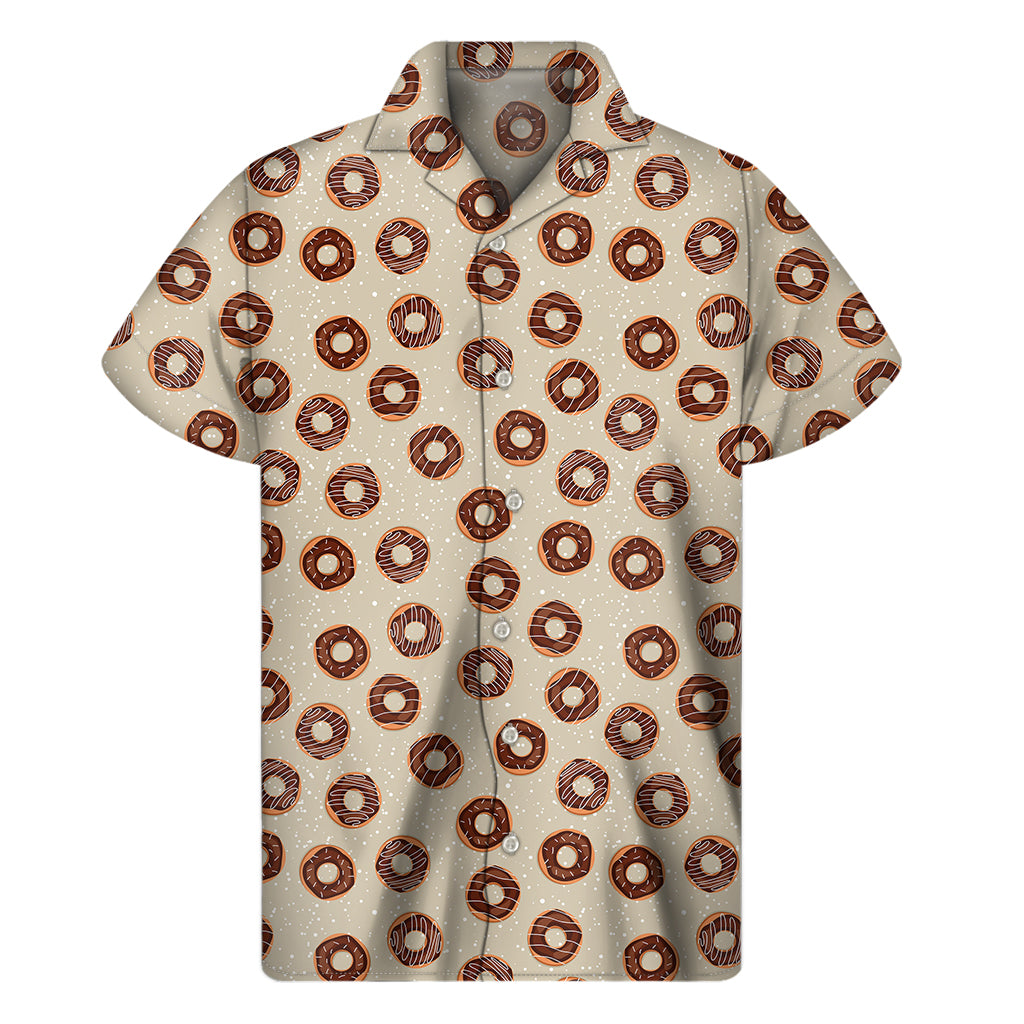 Chocolate Donuts Pattern Print Men's Short Sleeve Shirt