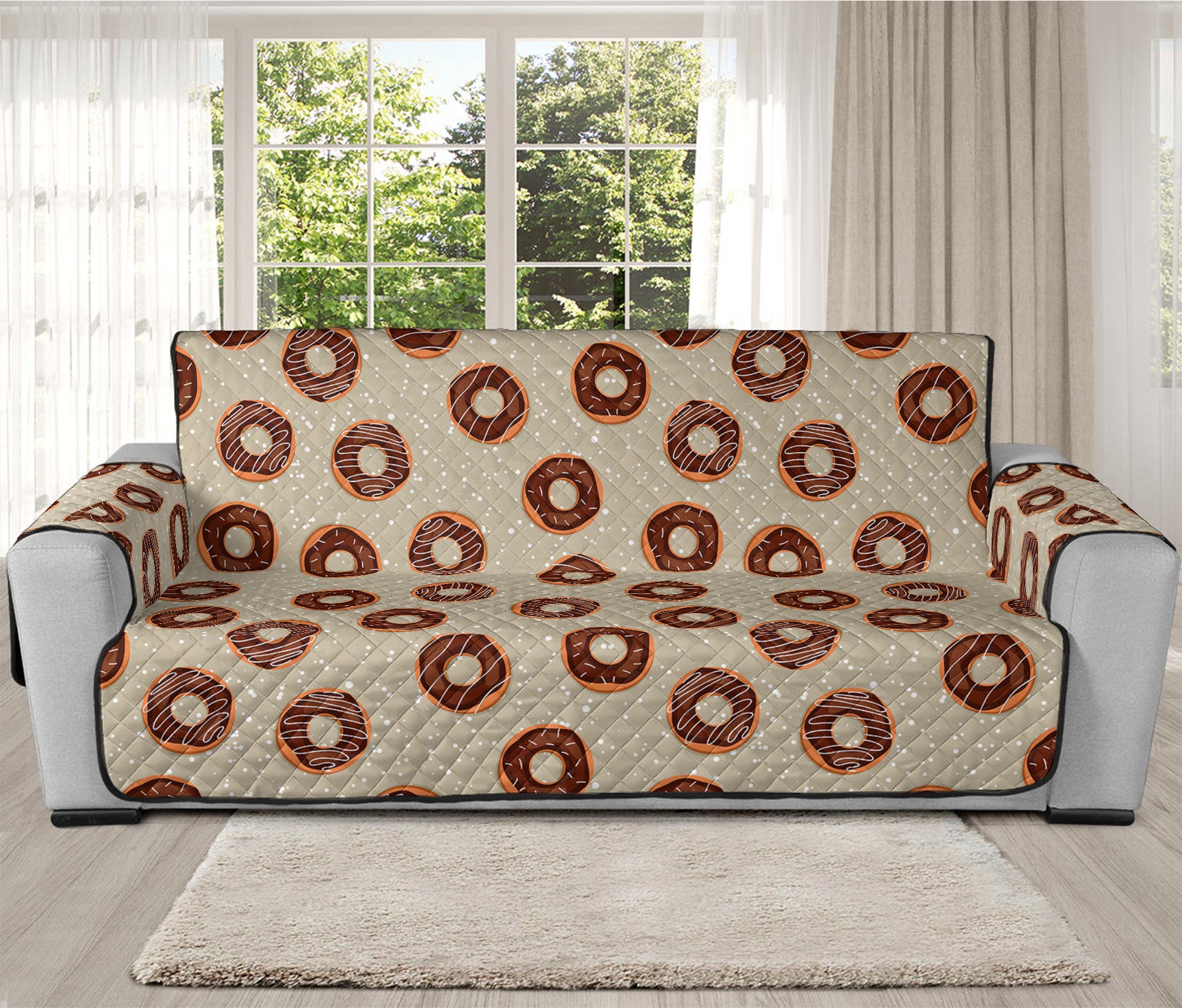 Chocolate Donuts Pattern Print Oversized Sofa Protector