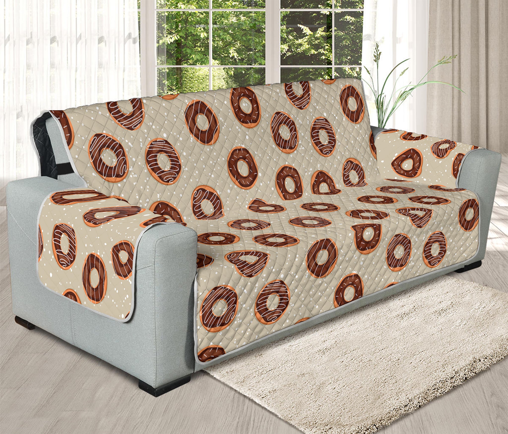 Chocolate Donuts Pattern Print Oversized Sofa Protector