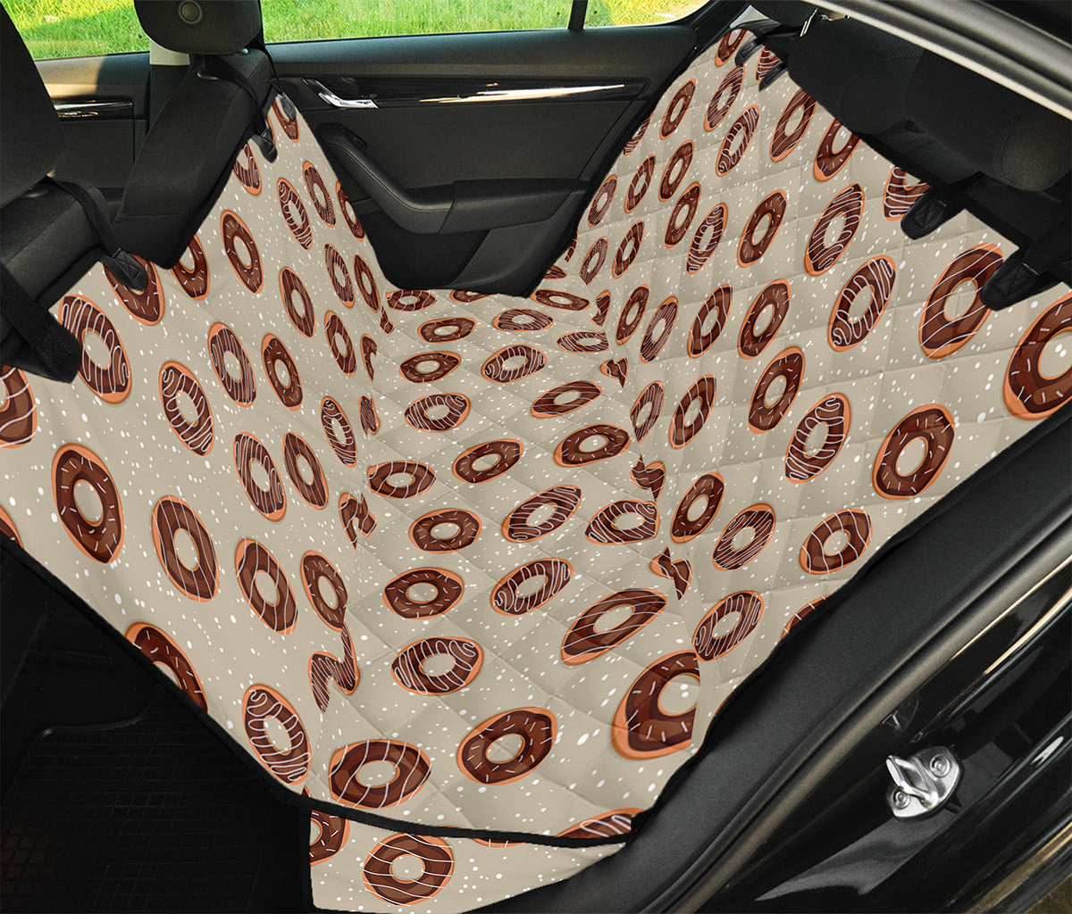 Chocolate Donuts Pattern Print Pet Car Back Seat Cover
