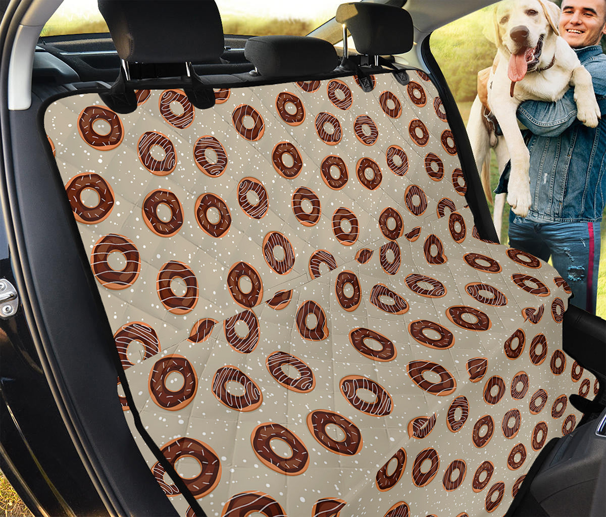 Chocolate Donuts Pattern Print Pet Car Back Seat Cover