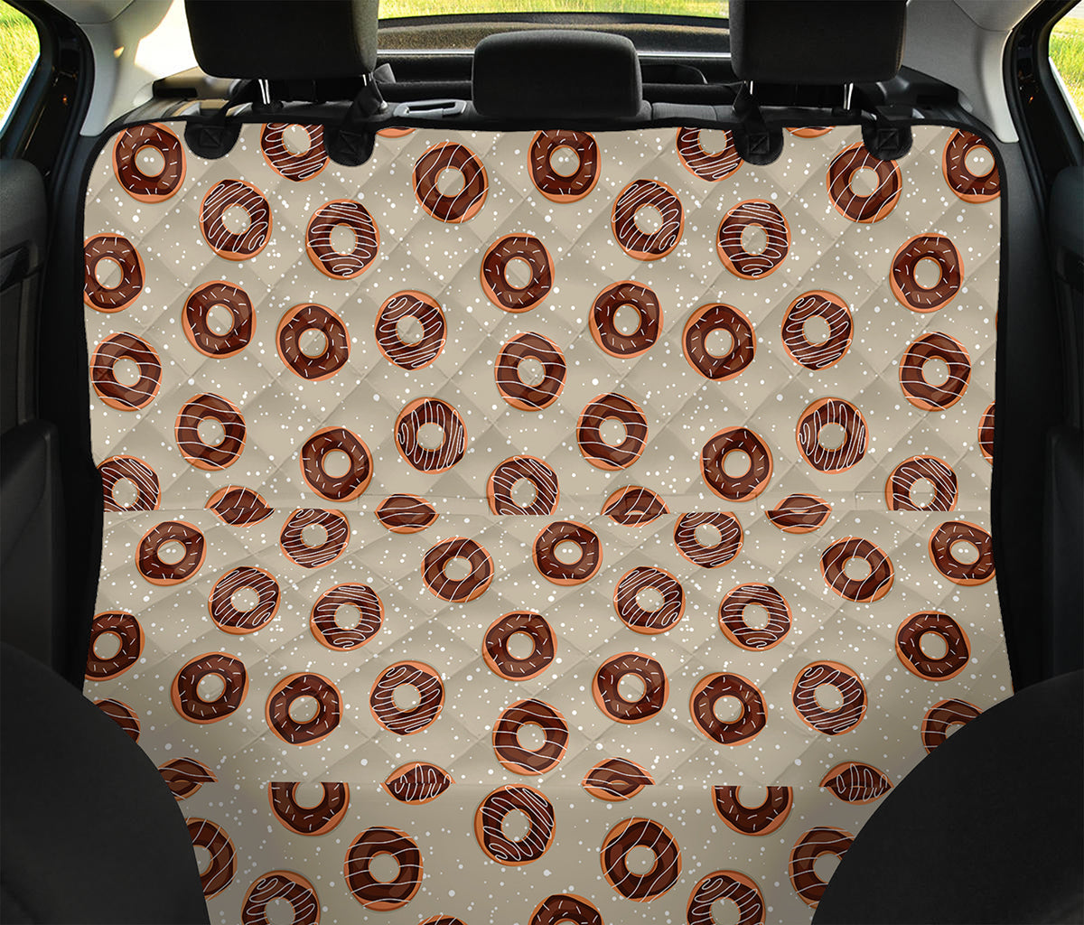 Chocolate Donuts Pattern Print Pet Car Back Seat Cover
