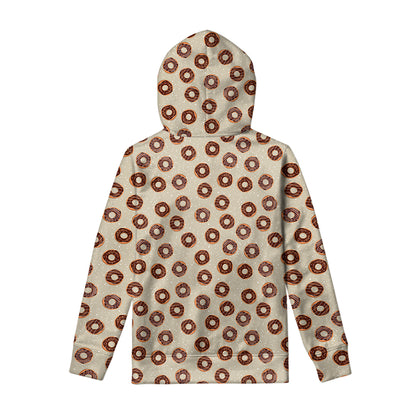 Chocolate Donuts Pattern Print Pullover Hoodie