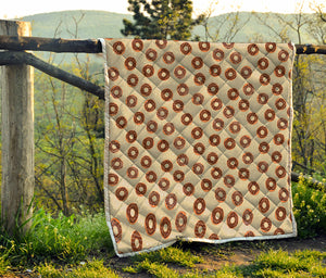 Chocolate Donuts Pattern Print Quilt