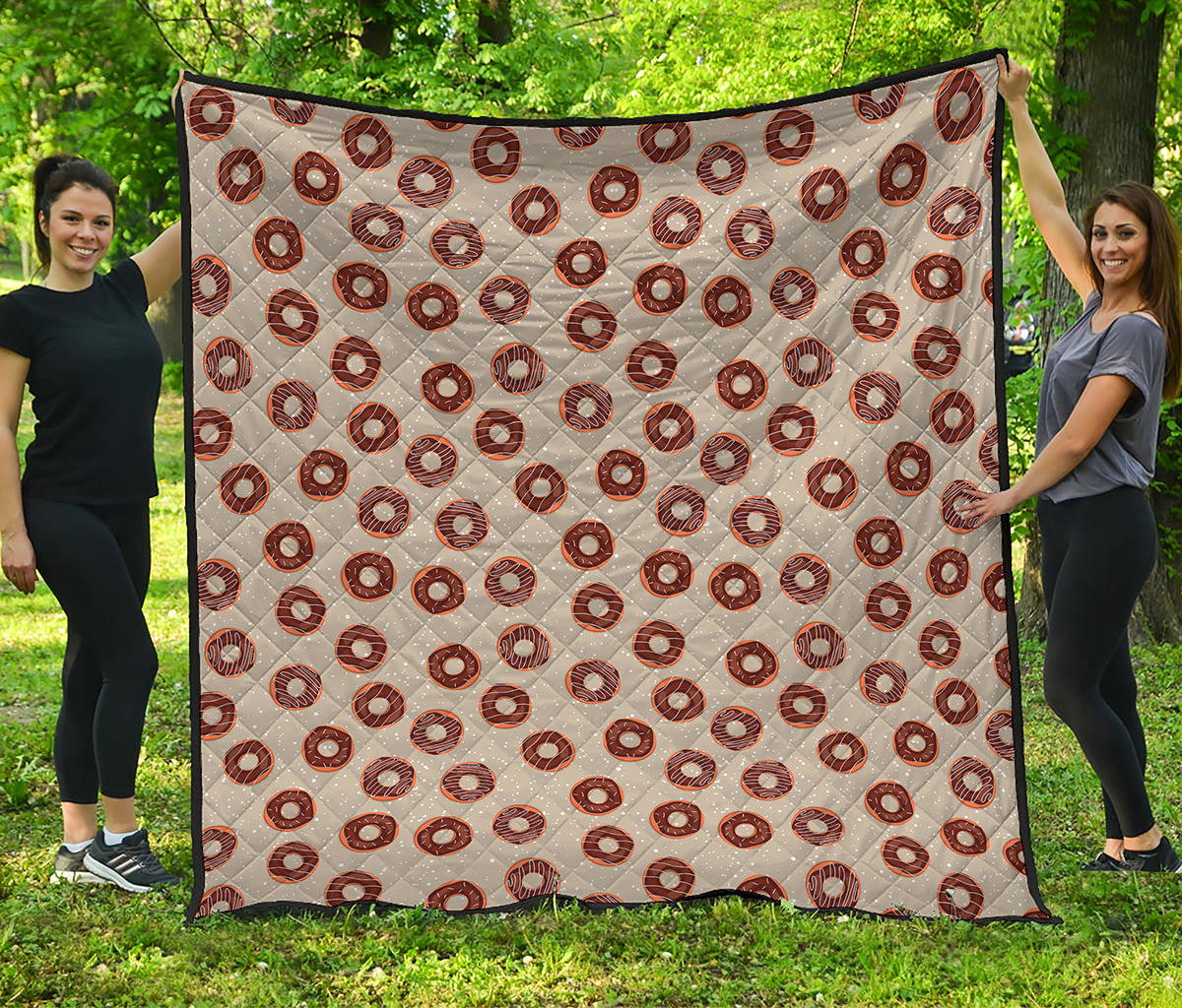 Chocolate Donuts Pattern Print Quilt