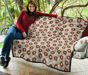 Chocolate Donuts Pattern Print Quilt