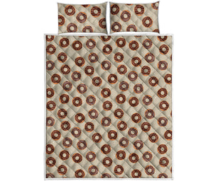 Chocolate Donuts Pattern Print Quilt Bed Set