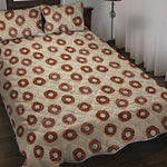 Chocolate Donuts Pattern Print Quilt Bed Set