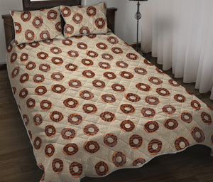 Chocolate Donuts Pattern Print Quilt Bed Set