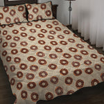 Chocolate Donuts Pattern Print Quilt Bed Set