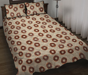 Chocolate Donuts Pattern Print Quilt Bed Set