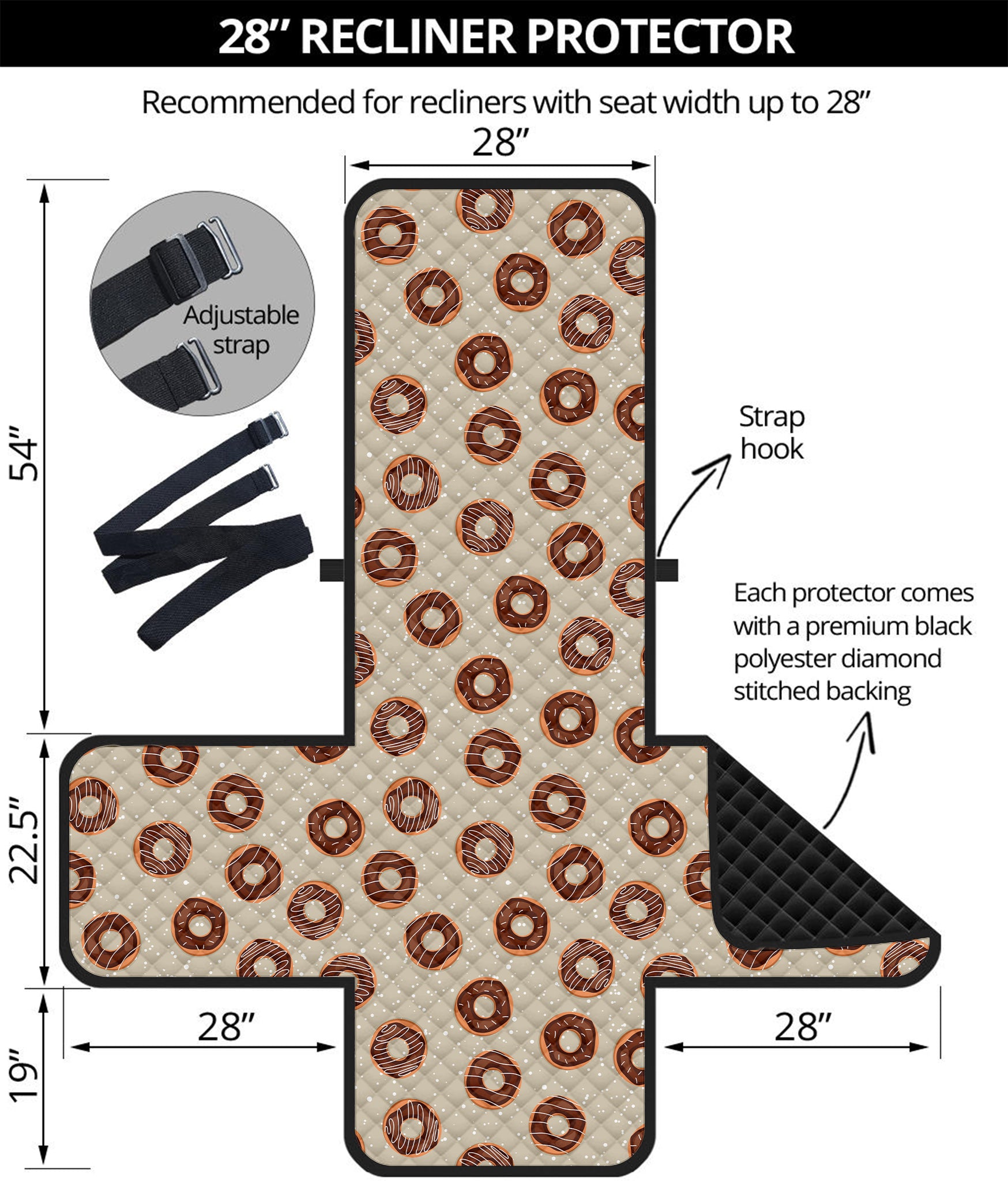 Chocolate Donuts Pattern Print Recliner Protector