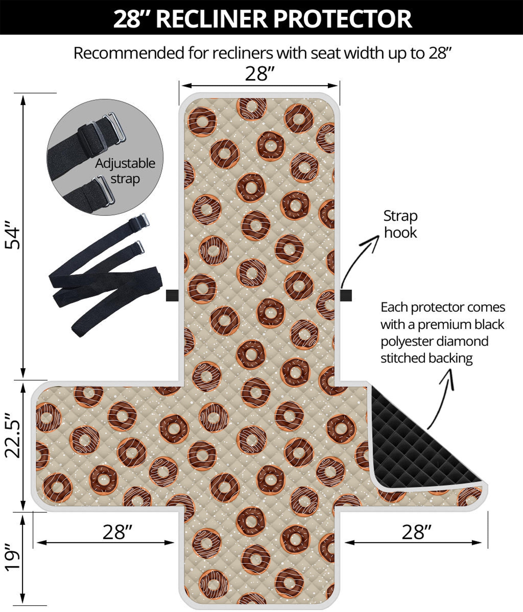 Chocolate Donuts Pattern Print Recliner Protector