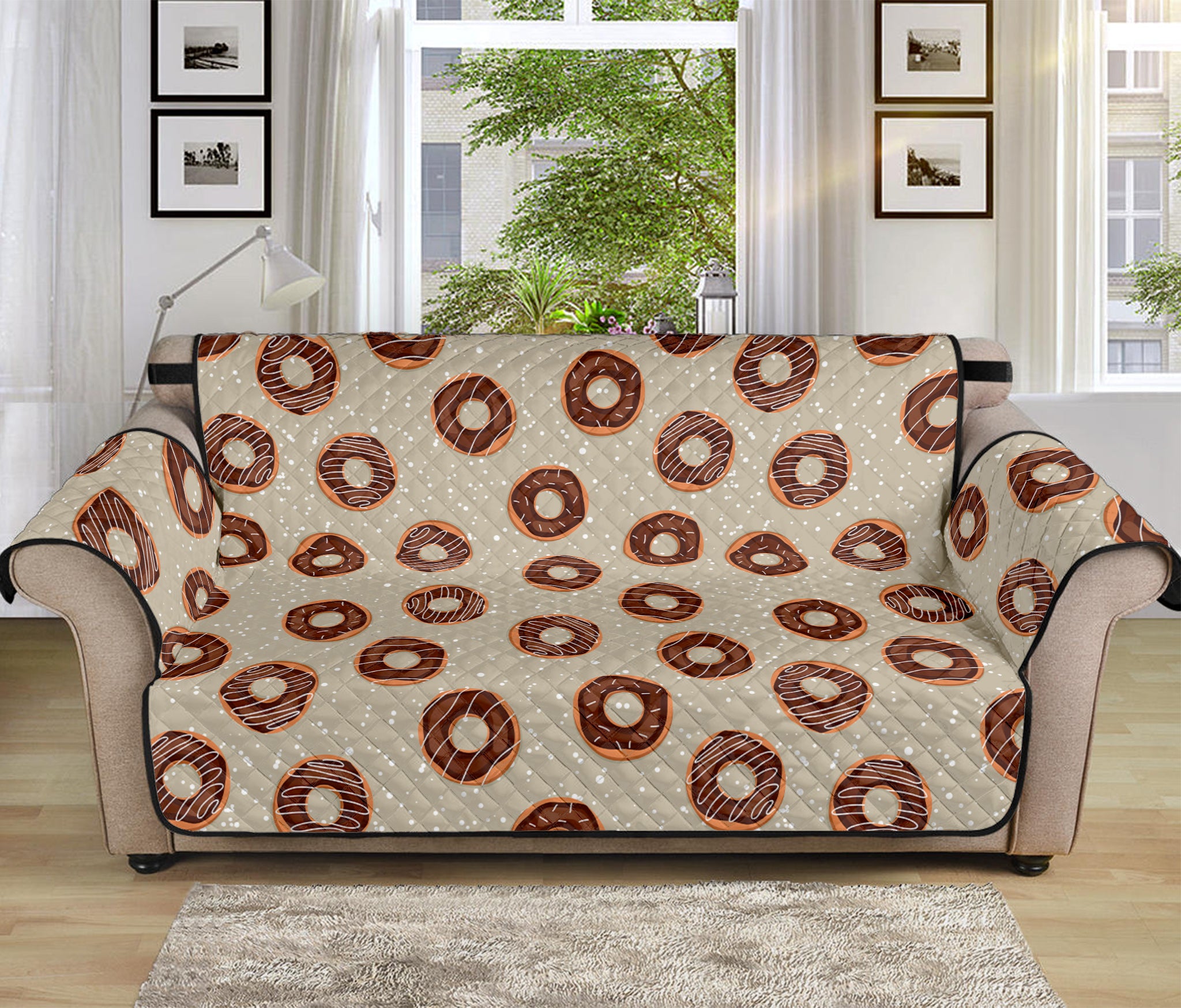 Chocolate Donuts Pattern Print Sofa Protector