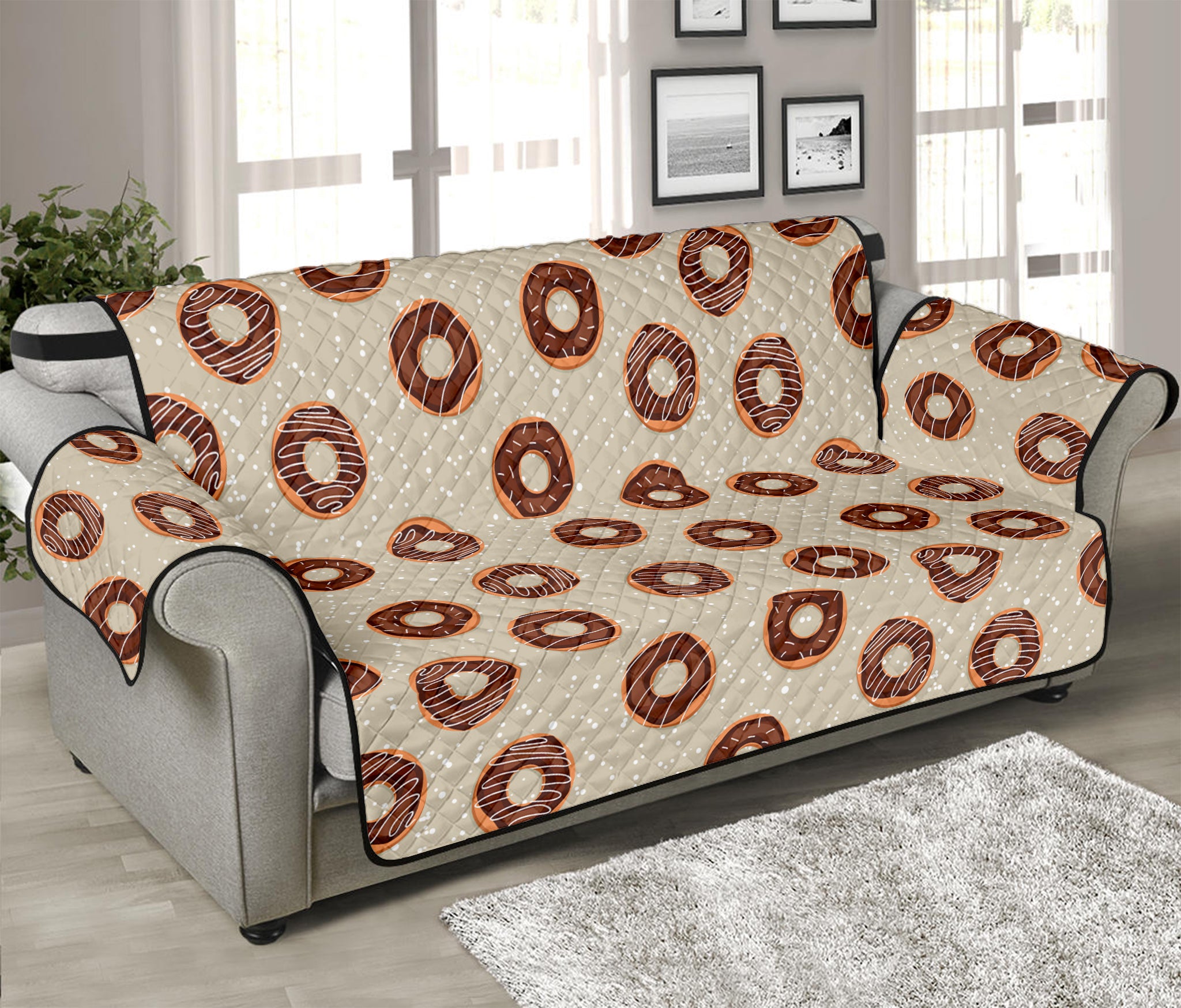 Chocolate Donuts Pattern Print Sofa Protector