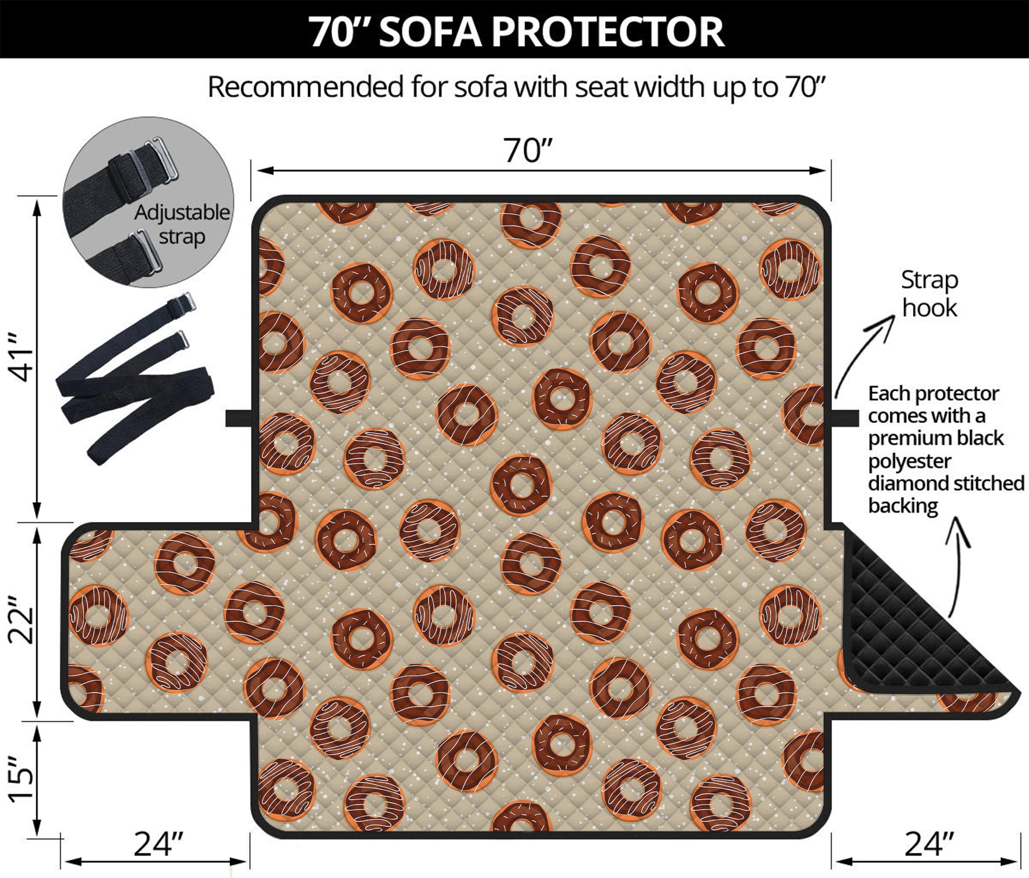 Chocolate Donuts Pattern Print Sofa Protector