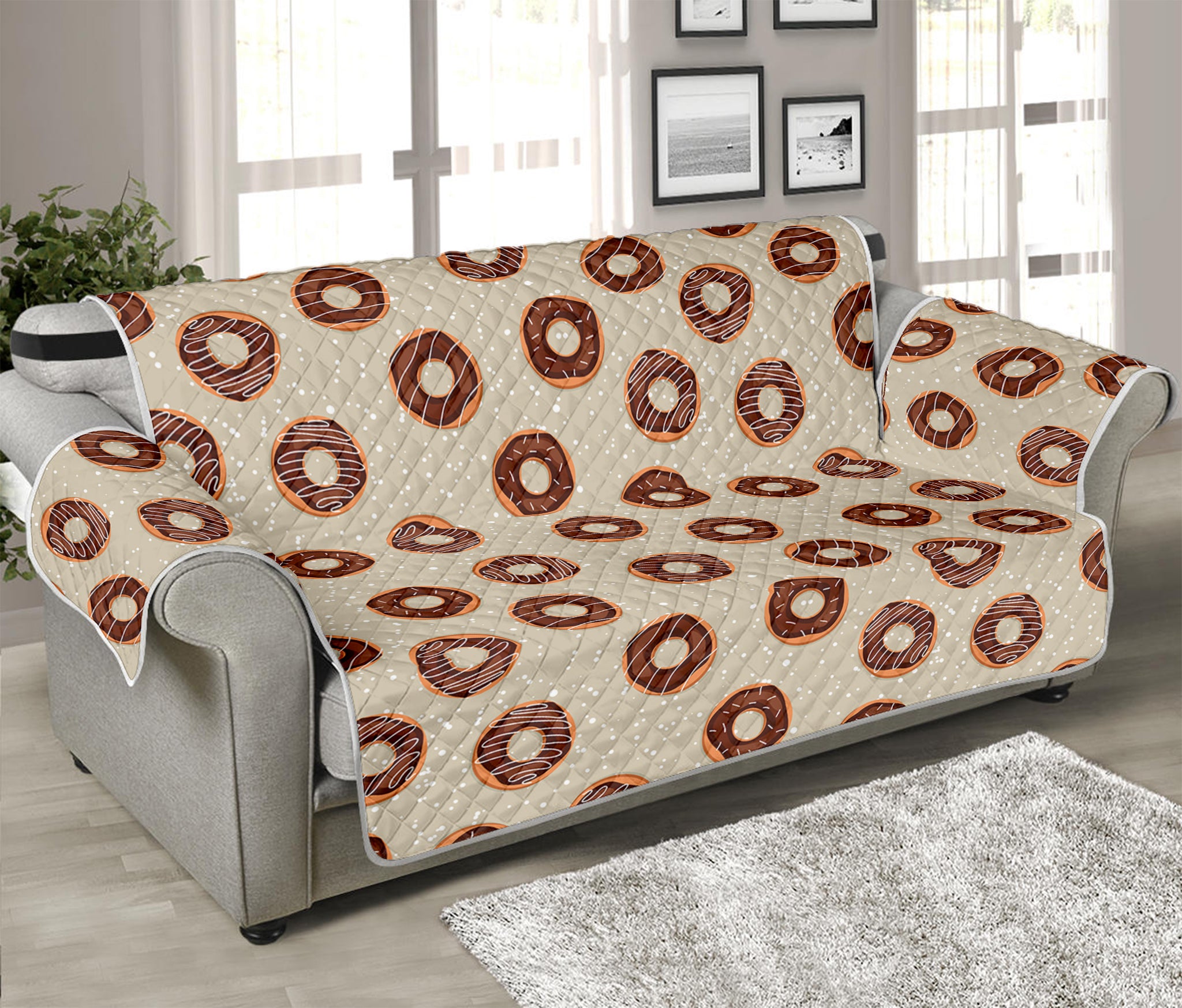 Chocolate Donuts Pattern Print Sofa Protector