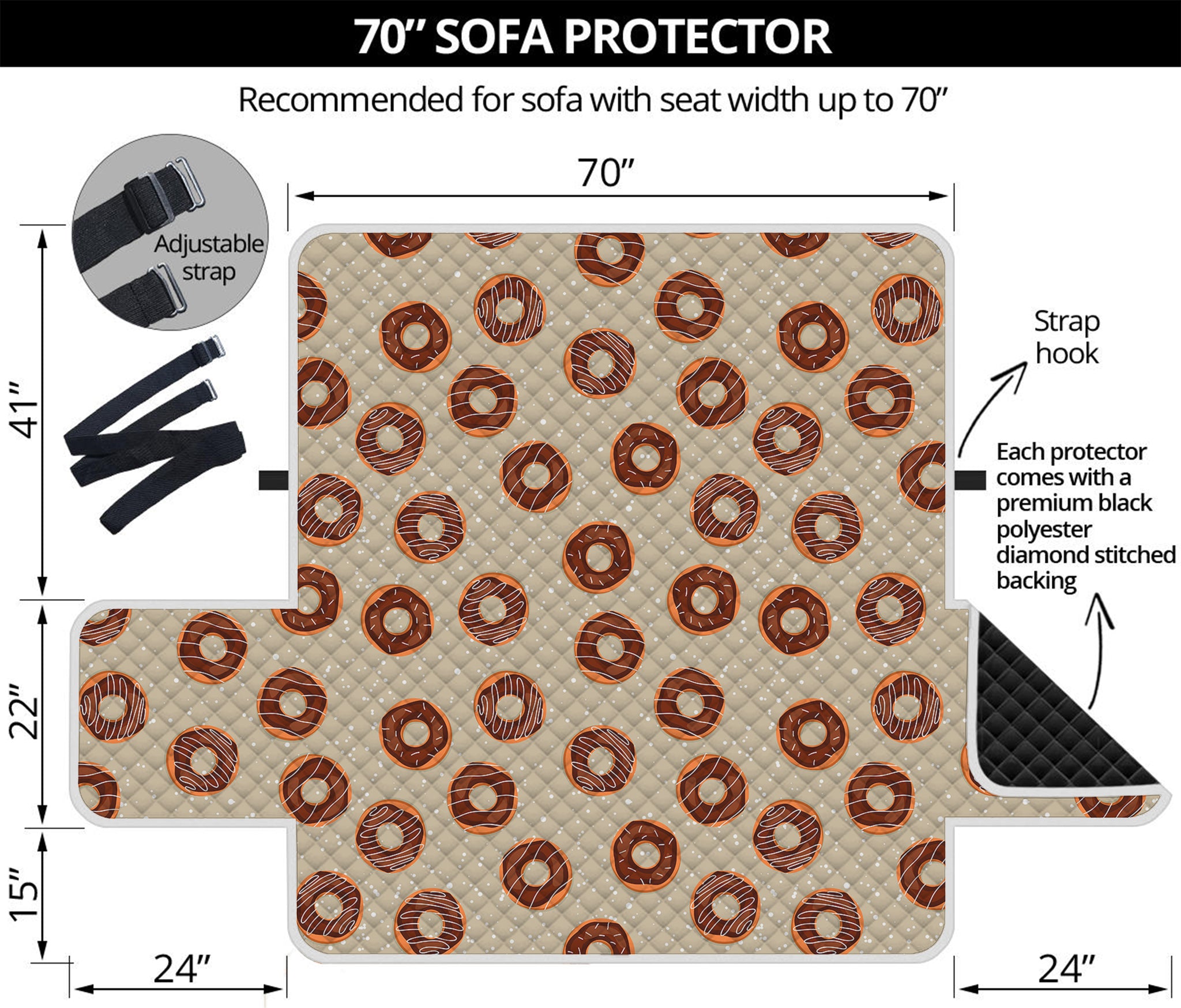 Chocolate Donuts Pattern Print Sofa Protector