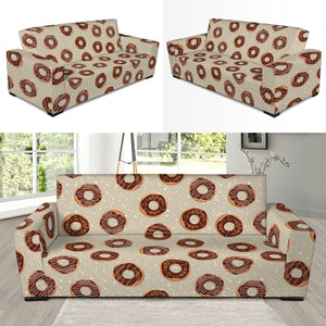 Chocolate Donuts Pattern Print Sofa Slipcover