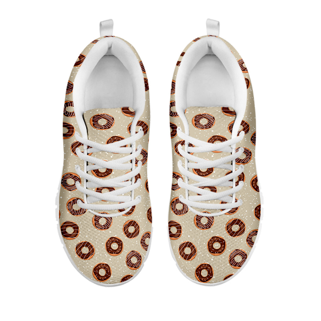 Chocolate Donuts Pattern Print White Sneakers