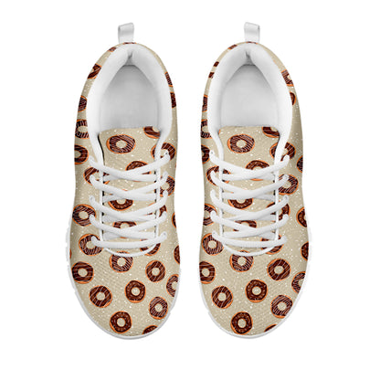 Chocolate Donuts Pattern Print White Sneakers