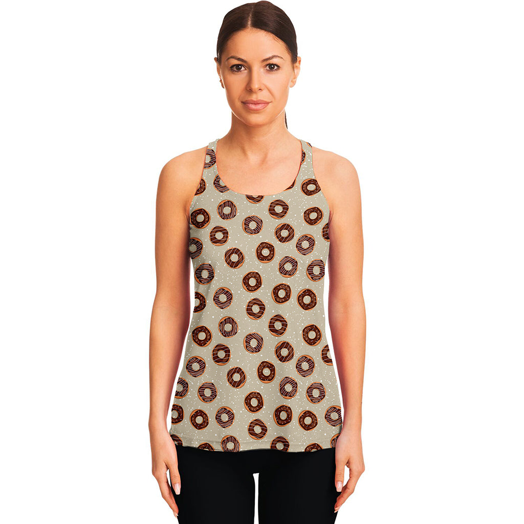 Chocolate Donuts Pattern Print Women's Racerback Tank Top